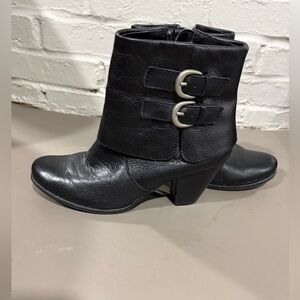 BOC Black Leather Ankle Boots